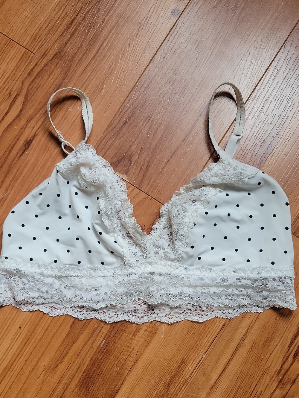 Joe Fresh White Lace Polka Dot Bralette